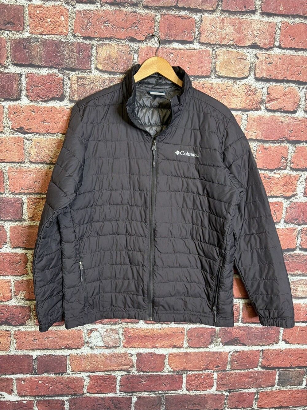 Columbia Puffer Jacket Mens M Black Polyester Full Zip